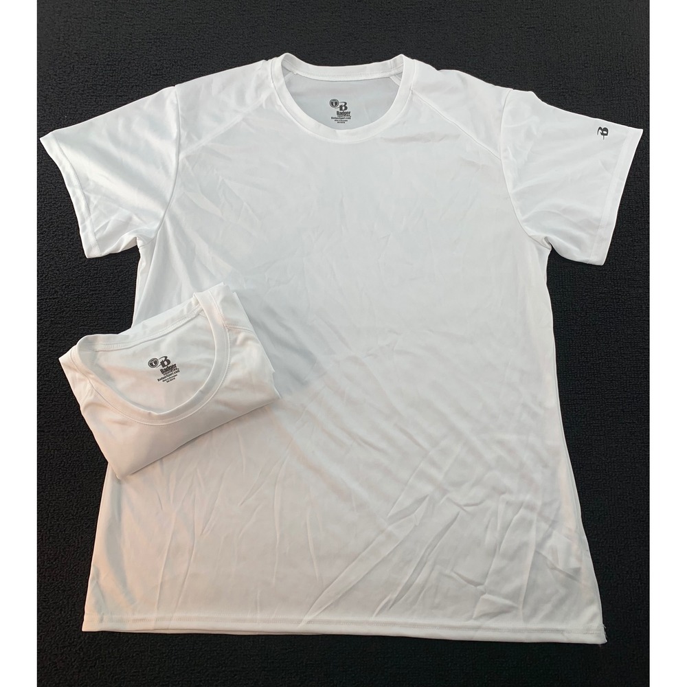 Lot of 2 Badger Sport Ladies White Performance T Shirt Size L‎ Athletic Gym Top